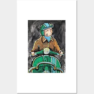 Retro Scooter, Classic Scooter, Scooterist, Scootering, Scooter Rider, Mod Art Posters and Art